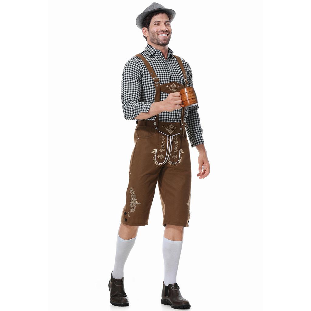 Herren Bieranzug Overall Anzug, Deutscher Bieranzug Partyanzug, kariertes Hemd