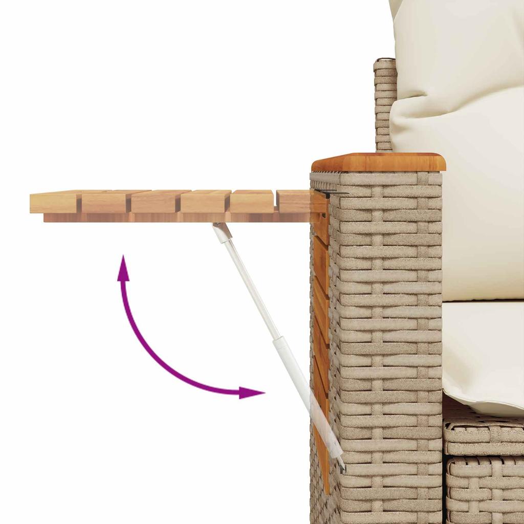 Garden Sofa Set 9 Pieces Beige Poly Rattan
