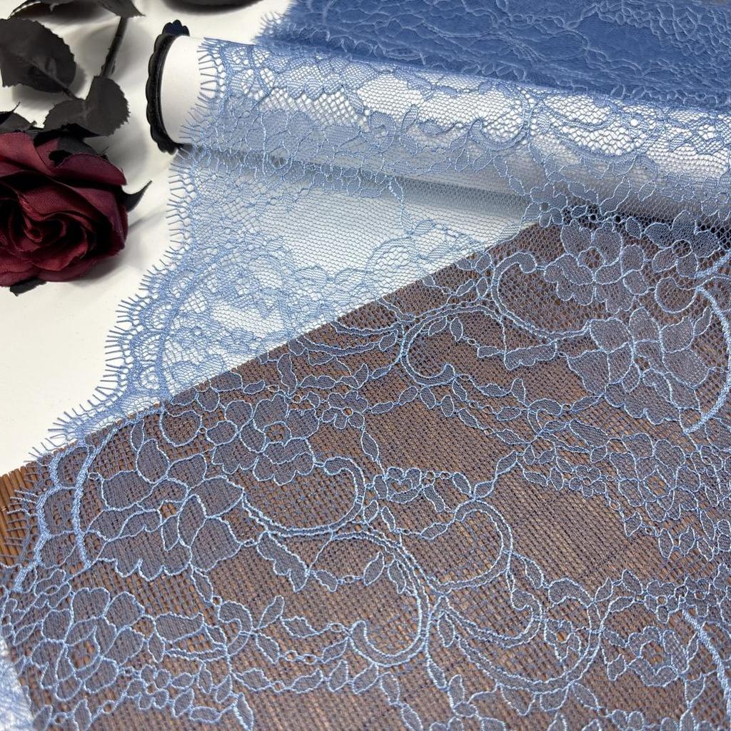 ( 2 Colors ) Chantilly Lace, 3m x 21cm, Non-stretch French Eyelash Mesh Lace Fabric for Lingerie, Bra, Underwear, Dress, Garment, Sewing & Crafting