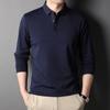 Mulberry Silk Long-sleeved T-shirt for Men Spring New Fashion Casual Solid Color Lapel Men's Polo Shirt