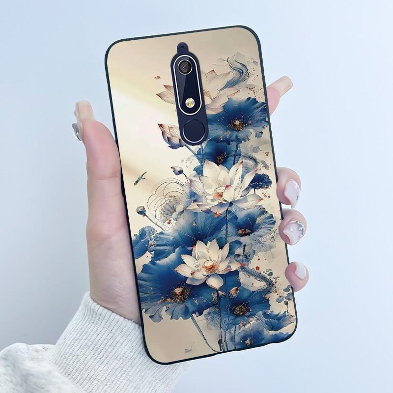 Etui Na Nokia 5.1 6.1 Estetyczne Luksusowe Urocze Fajne Chłopcy Dziewczyny Miękki silikon Etui na Telefon Tylna Pokrywa Czarna Matowa Ochronna Obudowa
