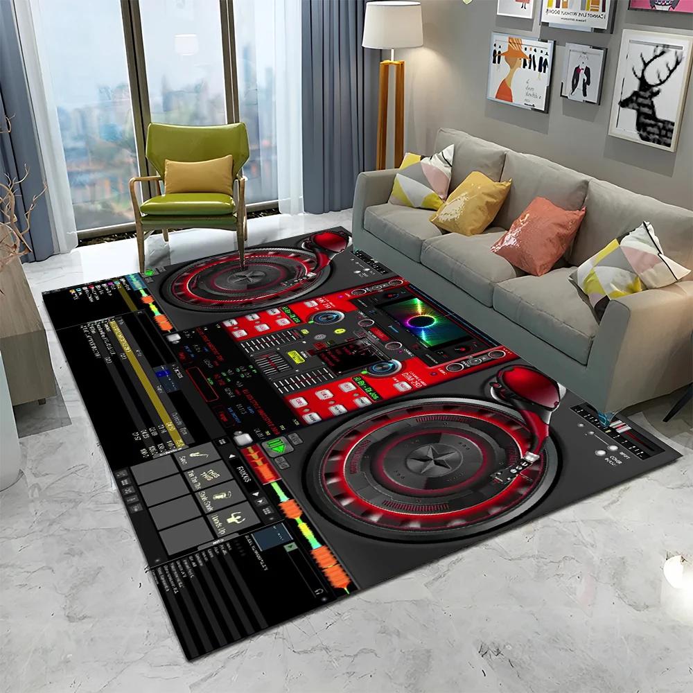 3D DJ Music Screen Klávesnica Kreslený koberec Koberec pre domácu obývaciu izbu Spálňa Pohovka Rohožka Dekor, Koberec pre deti Protišmyková podložka