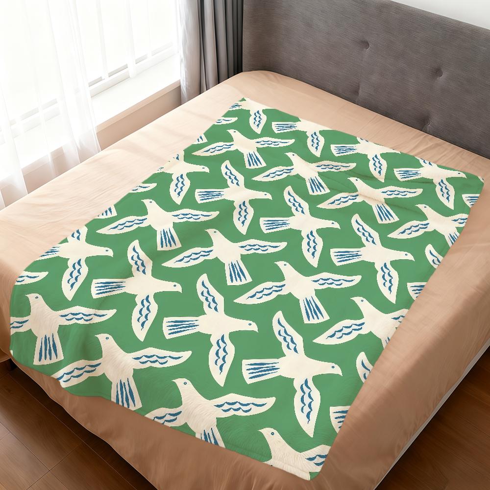 Color Fashion Versatile Modern Seagulls Bird Soft Warm Plush Blanket Dorm Sofa Living Room Pet Hogar Bed Gift Nap Home Flannel
