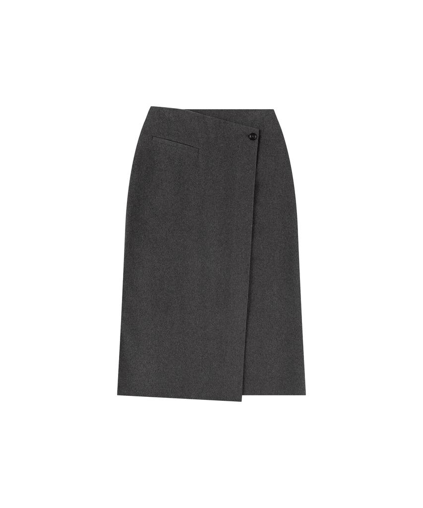 Banwonateullie P3276 Wool Blend Wrap Skirt_Charcoal