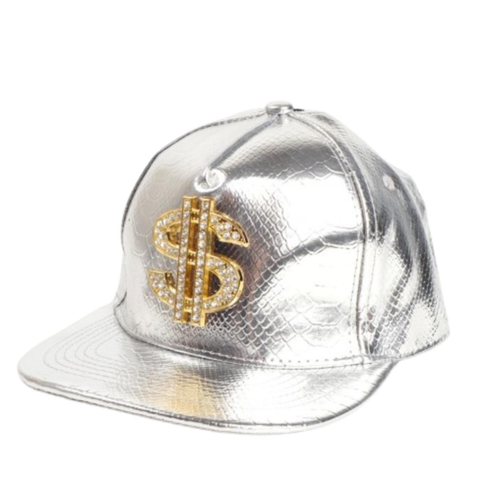 Unisex Dollar Style Baseball Caps Adjustable Flat Brim Hip-hop Hats PU Leather Fashion Snapback Hats Street Dance