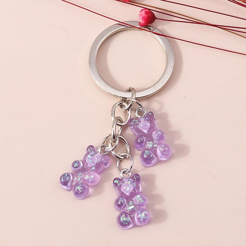 Cute Resin 3D Bear Keychain Charms Animal Keyrings Pendant for Women Girls Handbag Charms  Car Keyholder DIY Jewelry Accessories