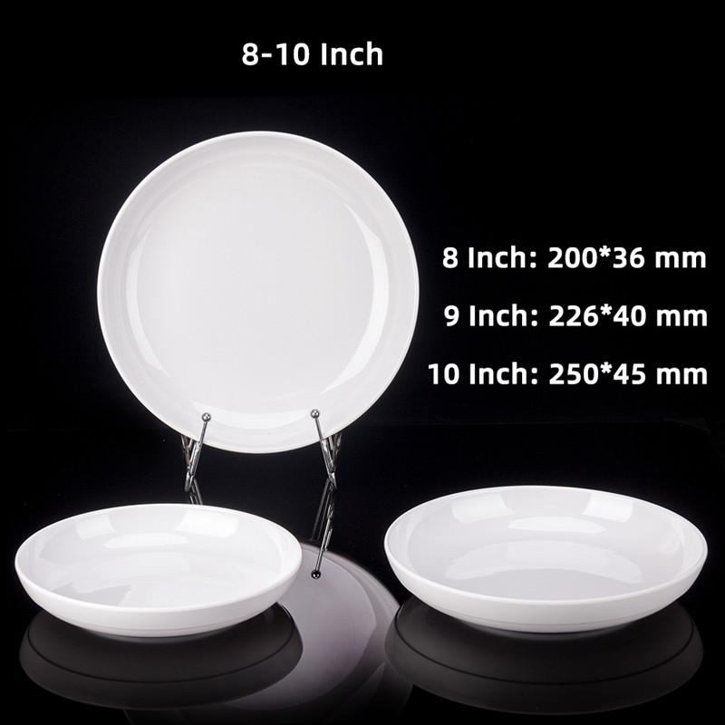 Platos Hondos Redondos de Melamina Blancos Bandeja de Servicio para Hotel Vajilla Imitación Porcelana para Comer Juegos de Comedor de Cocina