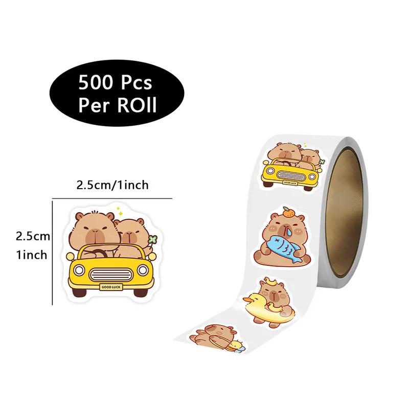 500 Stück/Rolle Schmetterlingsblume Cartoon Capybara Aufkleber Anime Aufkleber Niedlich Kawaii Cartoon Runde Etikett Aufkleber Für Kinder Spielzeug Geschenke