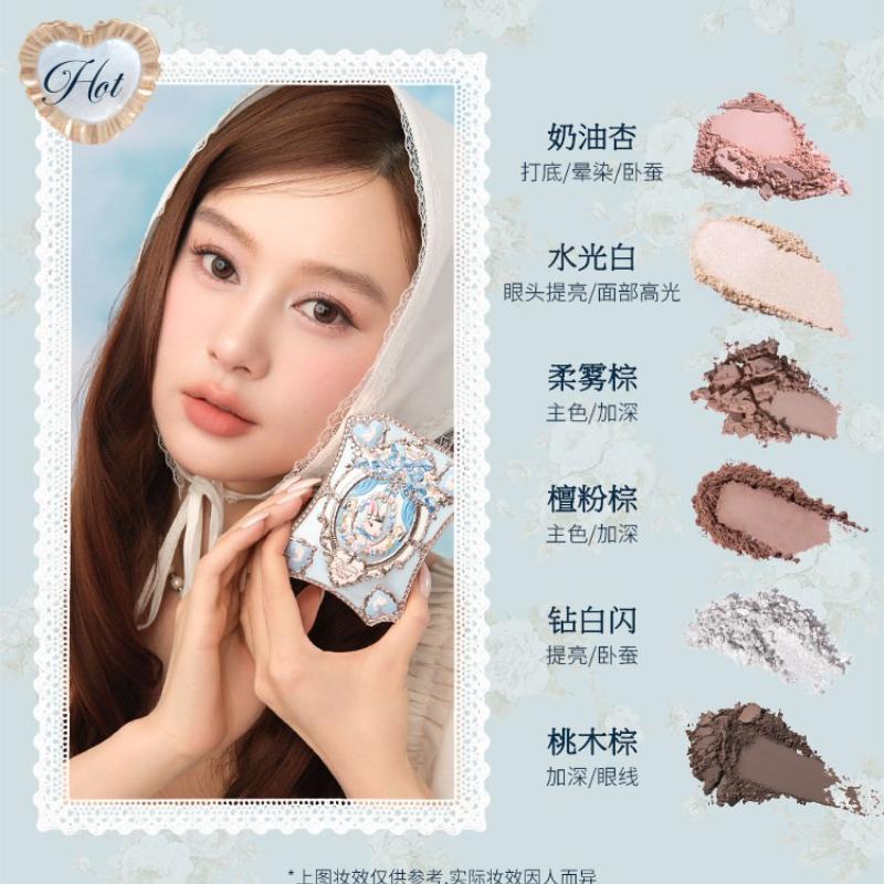 FlowerKnow Bunny Garde Séria 6 Farebná paleta očných tieňov Matná Jemný trblietavý perleťový Face paleta Trblietavý očný tieň
