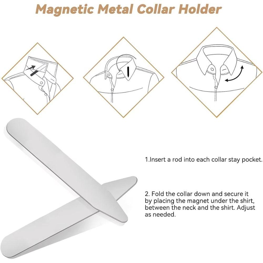 6Pcs New Stainless Steel Collar Stays Magnetic with Box Collar Support Collar Support Plate for Business Men