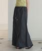 Sseomweeobeoteo Mud Nylon Long Skirt - Charcoal