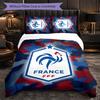 Frankreich Fußball Muster 3-teiliges Bettwäsche-Set Weiche Mikrofaser Bettbezug mit Kissenbezügen für Schlafzimmer