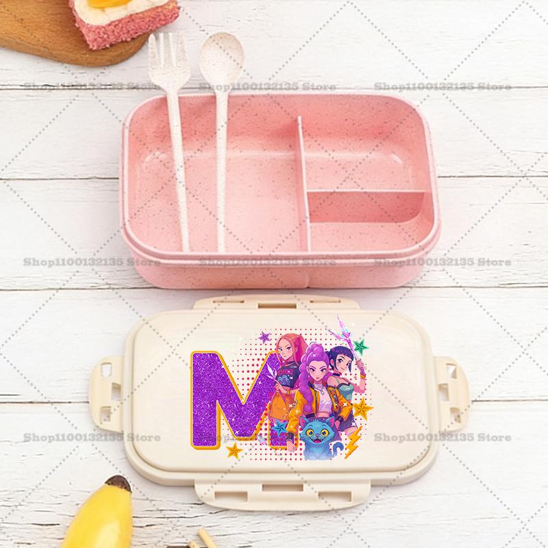 Kpop Demon Hunters Boy Girl Lunch Box Anime Portable Bento Boxs Student Hermetic Food Crisper Single Layer Capacity Kids Gift