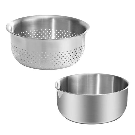 Bassin de Lavage/Panier égouttoir Acier Inoxydable Bassin de Lavage de Légumes Empilable Multi-Usage Passoire de Cuisine pour la Cuisson Et le Nettoyage