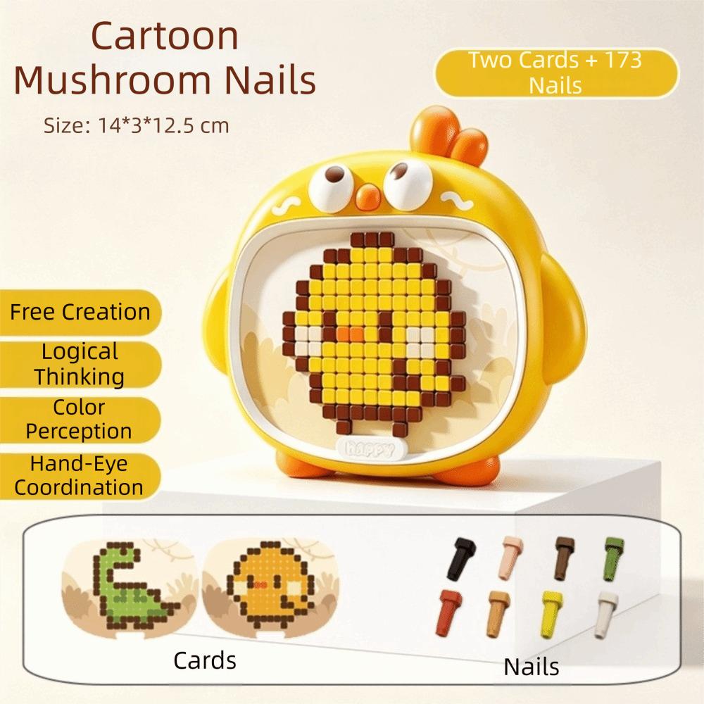 Fine Motor Peg Board Puzzle Toy DIY Set Mushroom Nail Puzzle Toy 3D Puzzle Toy Boys Girls
