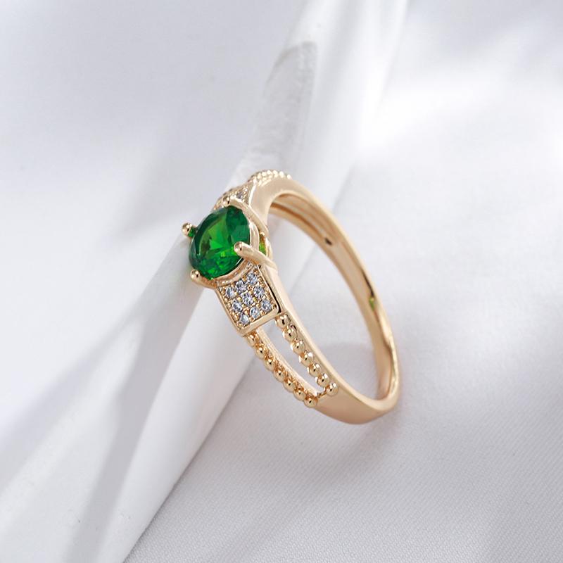 Fashion Rose Gold Color Wedding Bride Ring Square Green Natural Zircon Accessories Vintage Women Daily Fine Jewelry
