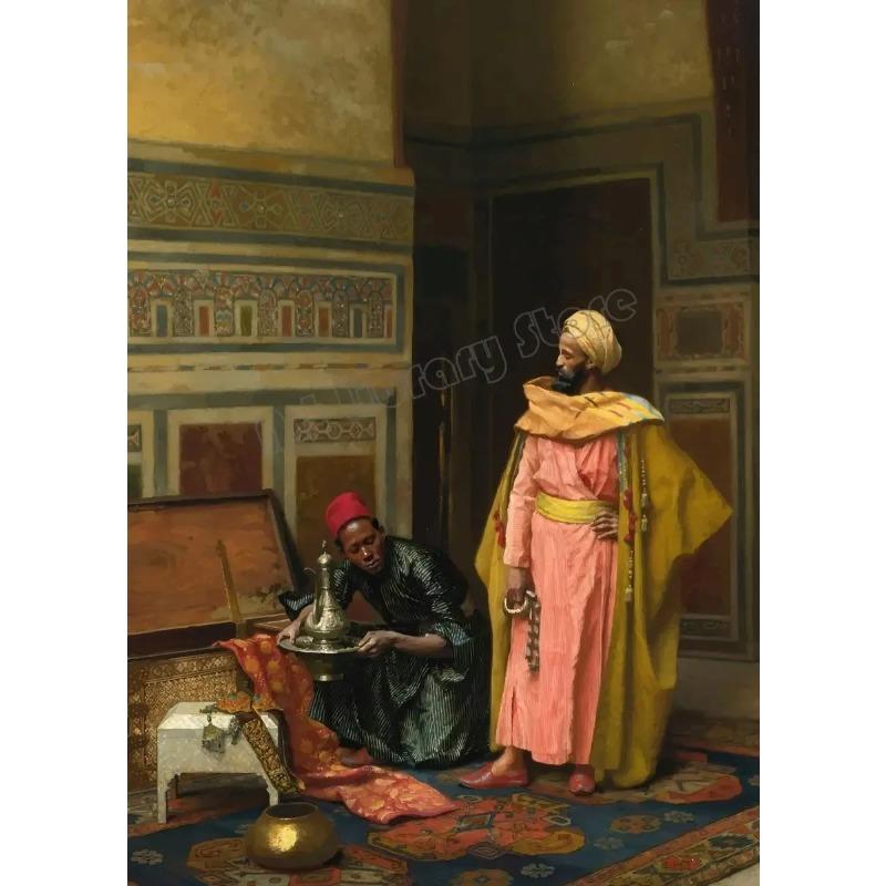 Gerome Klassisches Kunstwerk Araber Lebende Landschaft Poster Arabischer Teppichhändler Wandkunst Bilder Leinwandbild für Zuhause Zimmer De