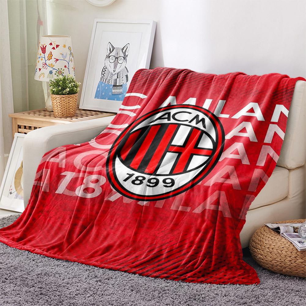 1pc AC Milan Print Flannel Blanket, High quality Comfortable for All Seasons, Home Decor, Warmth and Comfort, Perfect for Christmas Gifts05