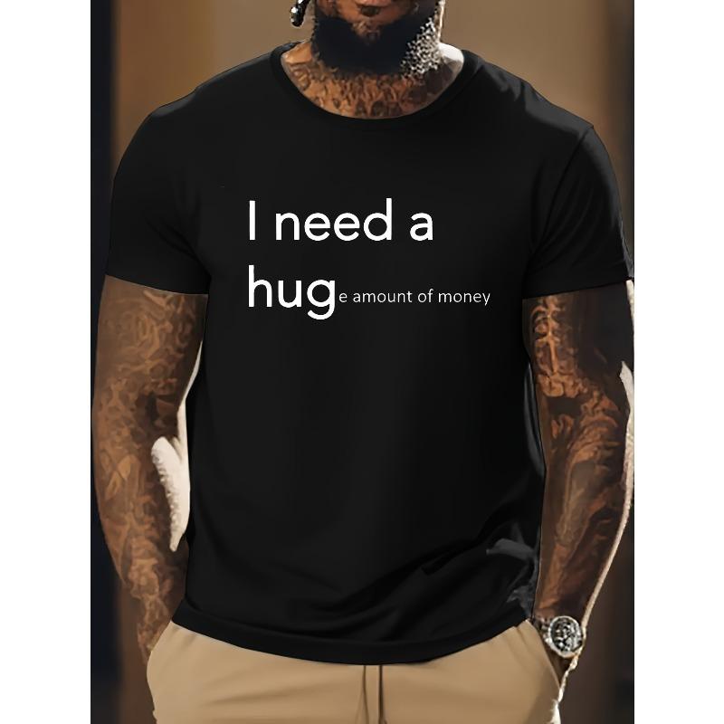 Europäische Größen Lustiges Herren-T-Shirt mit Slogan - Oversized Casual Rundhals Kurzarm-T-Shirt mit Humorvollem Aufdruck, Lockere Passform für Ganzjahreskleidung, Partys