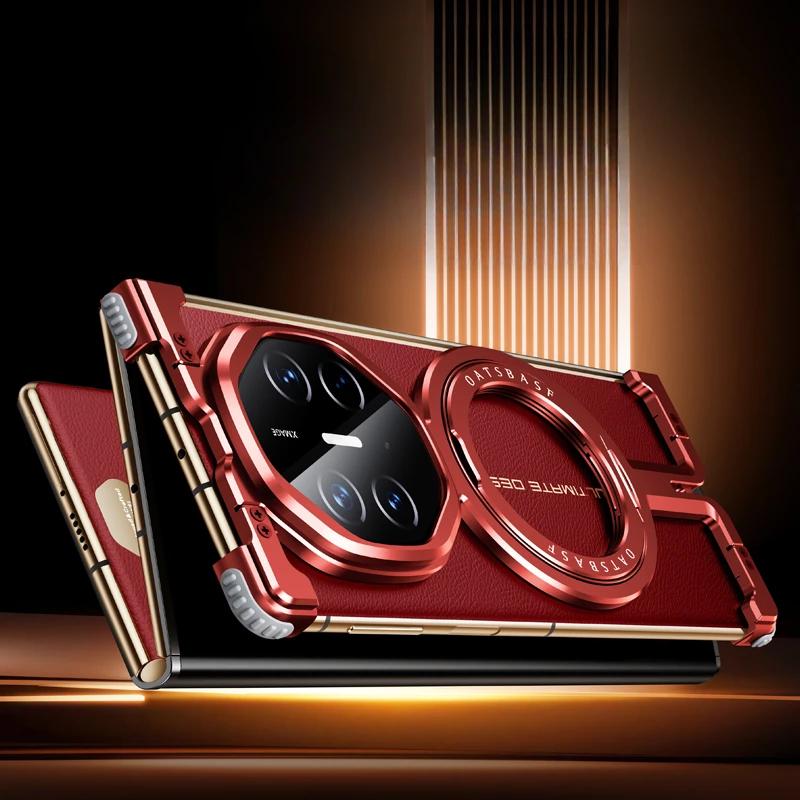 Eary Metal Frameless Phone Case for Huawei Mate XT with 360 Rotate Stand Magnetic Ultra-Thin Protective Cover Shockproof Shells