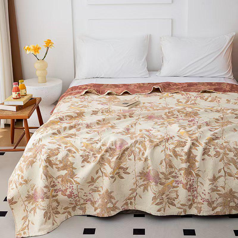 Customizable Pure Cotton 4-Layer Gauze Jacquard Blanket - Perfect New Year Gift