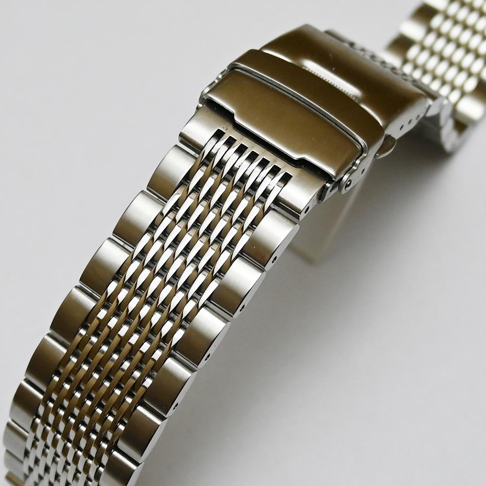 20 mm 22 mm 24 mm klockband i rostfritt stål Metallarmband klockband Dykspänneband Silver Svart för H