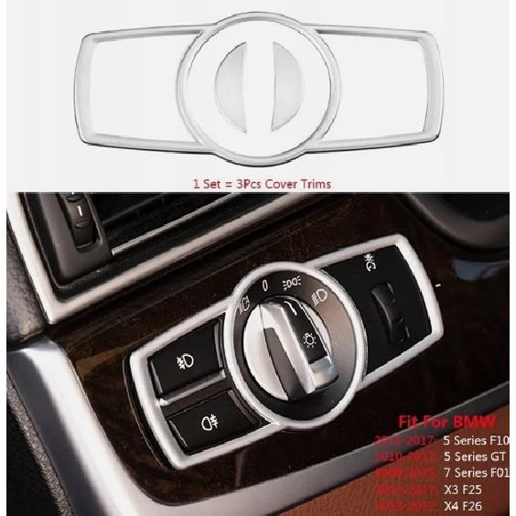For BMW 5 7 X3 X4 F10 F07 F01 F25 F26 Car LED Headlight Switch Button Cover Trim