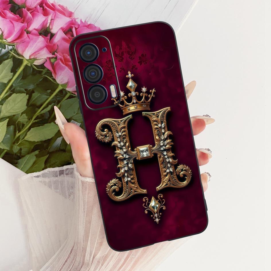 For Motorola Edge 2021 Case XT2141-1 Fashion Initial Letters Crown Soft Silicone Back Protective Cover For Moto Edge 2021 Bumper