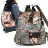 Vintage Color Bloack Backpack Women's Large Capacity Shoulder Bag
