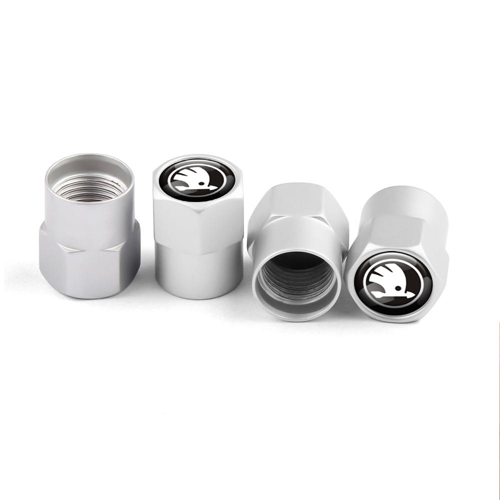 wsmrp6 4pcs Car Styling Aluminum Emblem Wheel Tire Valve Stem Air Caps for Skoda Fabia Rapid Yeti Superb Kodiaq S Octavia A5 A7 VRS VII