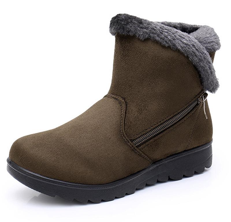 Autumn and Winter New Warm Women's Snow Boots Side Zipper Low Heel Casual Women's Shoes