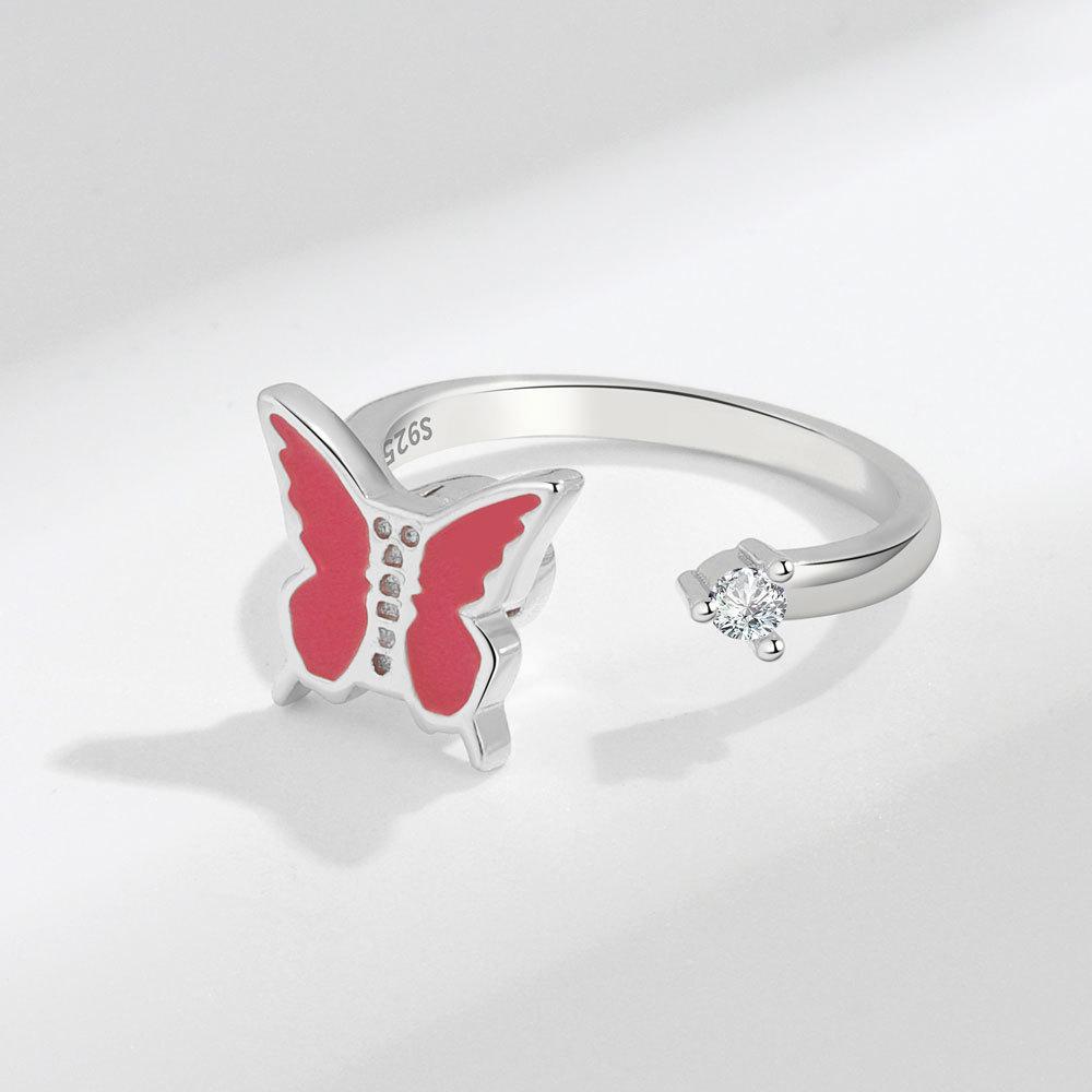 SMJEL Fidget Spinner Anello Ansia per Le Donne Multiplo Fiore di Cristallo Occhio Farfalla Anello Animale Ruota Anti-Stress Matrimonio Jewerly