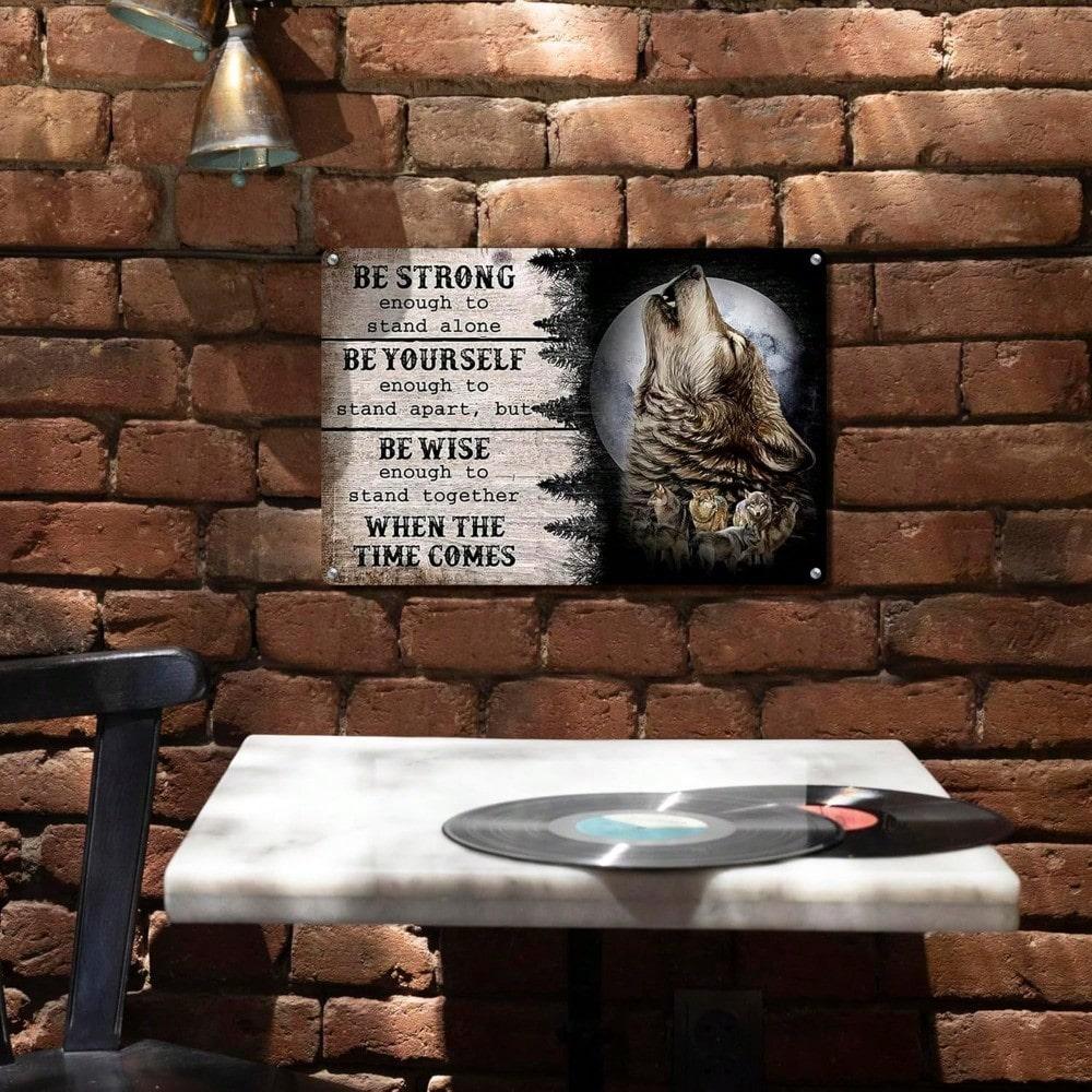 Vintage Wolf Metal Tin Wall Art Rustic Cabin Decor Garage Bar Sign 8x12