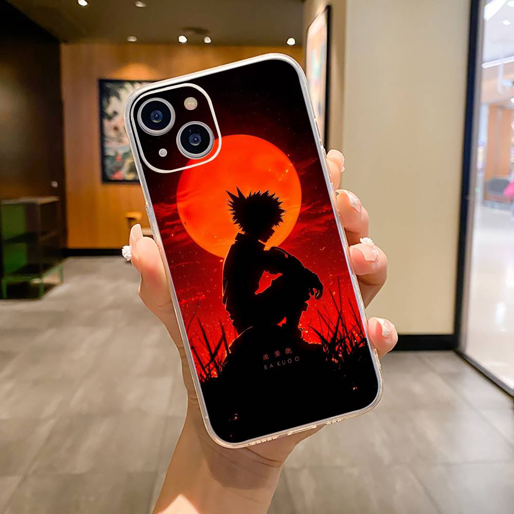Shonen Anime-My -H-Hero -Academia Phone Case For iPhone17,16,15,14,13,12,Pro Max,16/15/14 Plus   Soft Silicone Transparent Cover