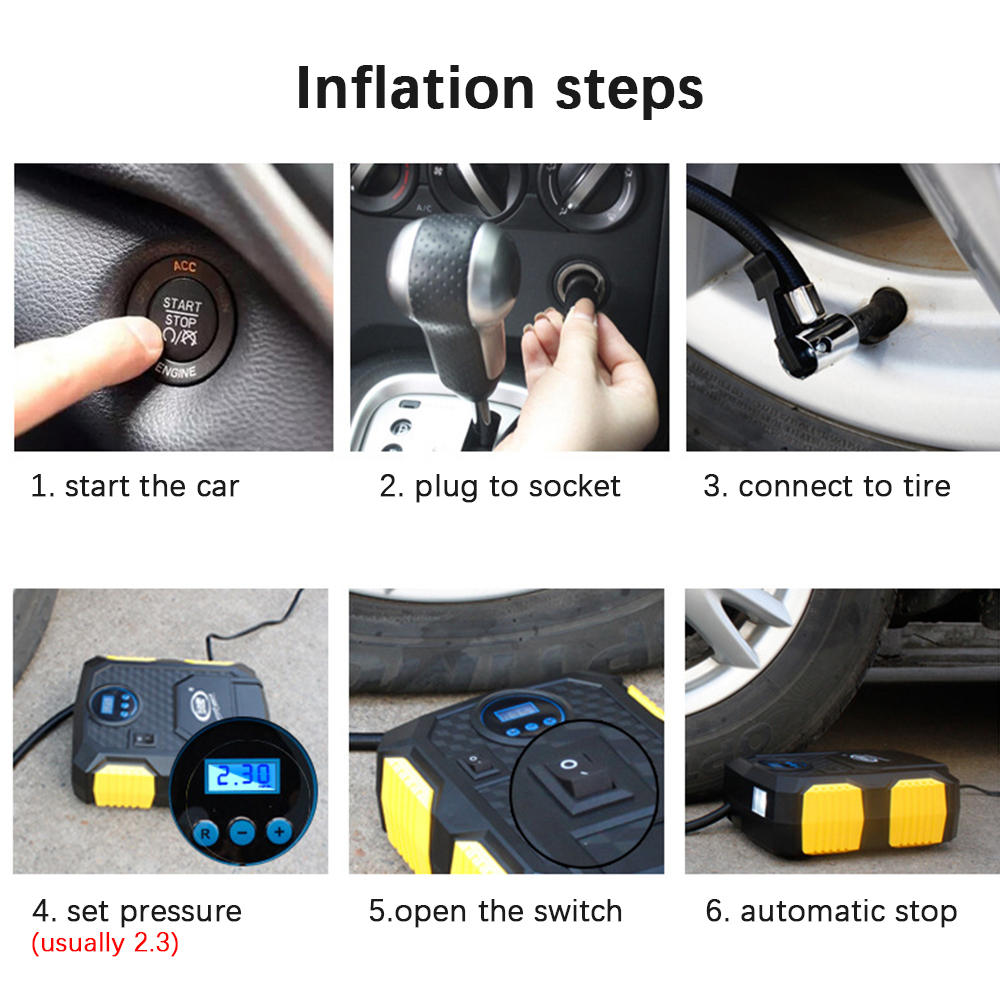 Digital Tire Inflator 22mm Cylinder 12V Car Portable Air Compressor Pump 150 PSI Car Air Compressor for Car Motorcycles Bicycles