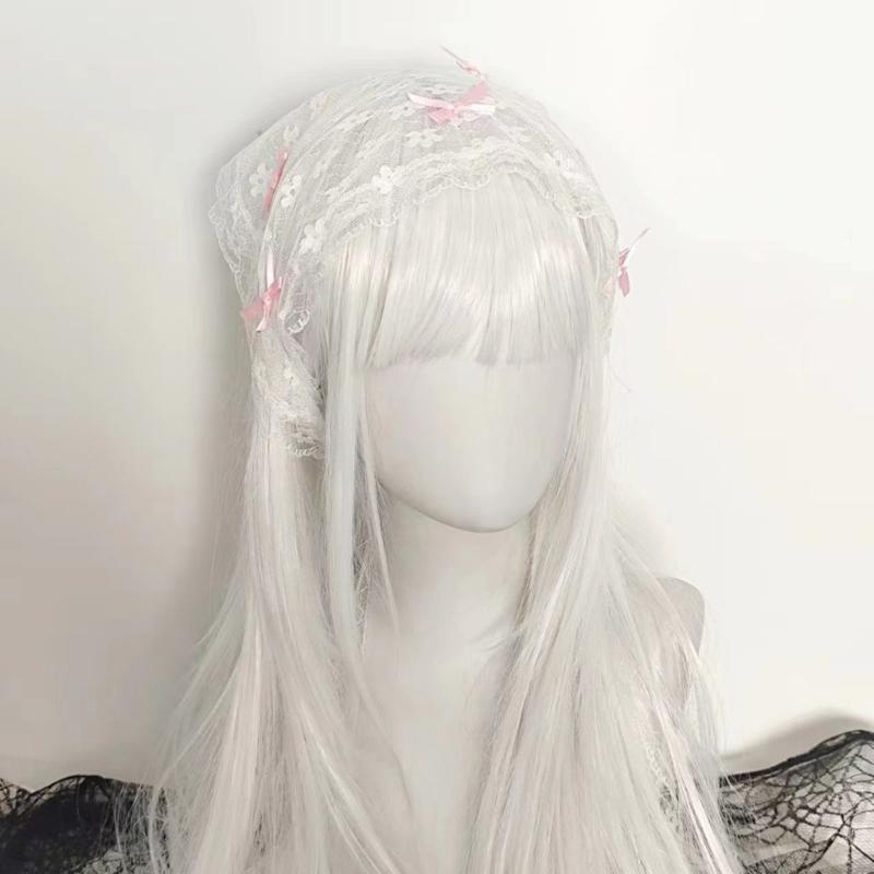Cosplay Headbands With Rabbits Ears Lace Bowknot Headpiece Costume Headwear For Women And Girls Party Accessories