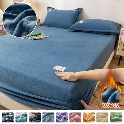Cearșaf de pat din catifea cu lapte husă de saltea moale și caldă, elastică, pufoasă, toamnă, iarnă, cuplu de lux, lenjerie de pat dublu pentru pat acasă
