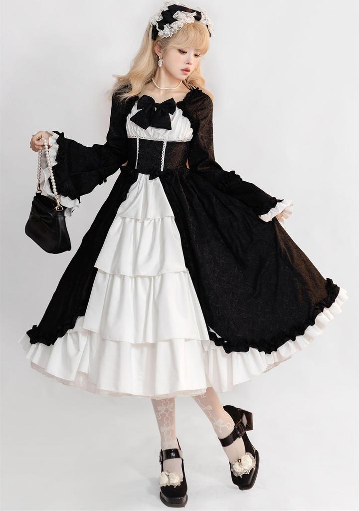 Sivrusn Gothic Lolita Dress with Lace and Perfect for Sweet and Noble Gorgeous Retro Princess Lolita Court and Size 2XL Women's Ruffles, Cosplay,