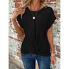 Solid Color Round Neck T-shirt Elegant Short Top for Spring Summer Women's Clothing T-Shirts Women’s