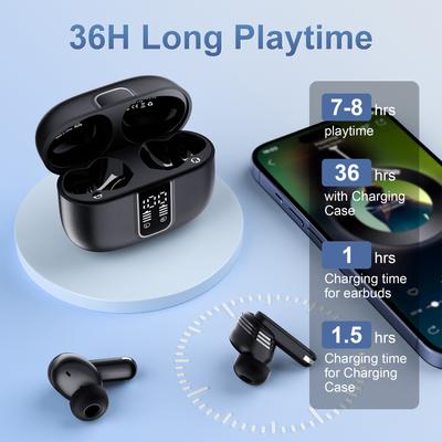 Bluetooth Headphones with Digital Display Noise Cancellation Ultra-long Endurance In-ear Wireless Bluetooth Headphones