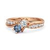 Bague Pave Deux Pierres Topaze Bleue Londres - Argent Sterling 925 Plaqué Or Rose