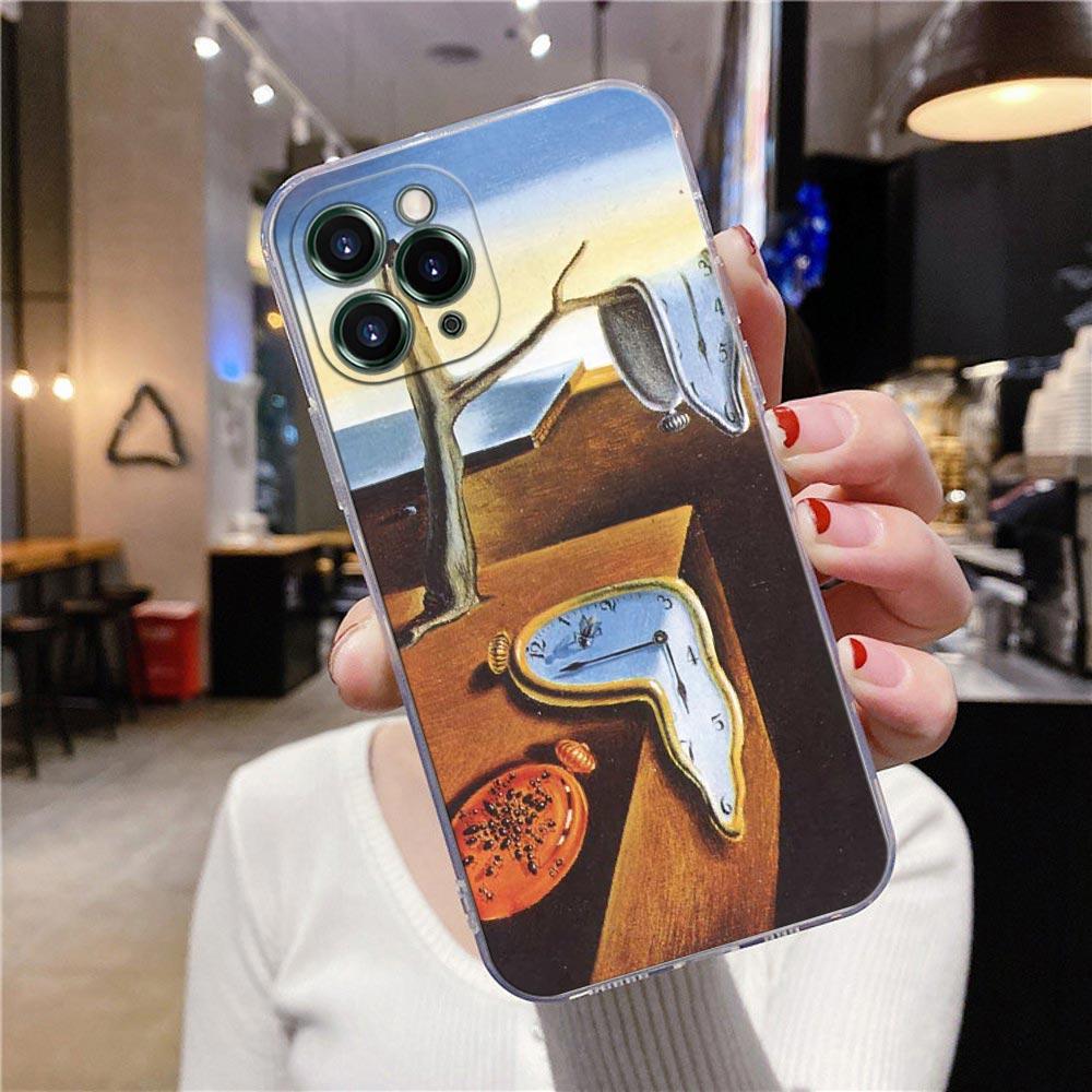 Transparent Case For Apple iPhone 12 11 13 Pro Max Mini XS X XR 6 7 8 Plus SE Cases Cover Cat Van Gogh Starry Night Oil Painting