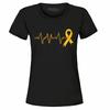 Herzschlag Goldene Schleife Damen T-Shirt Kinderkrebs-Bewusstseins-Shirts