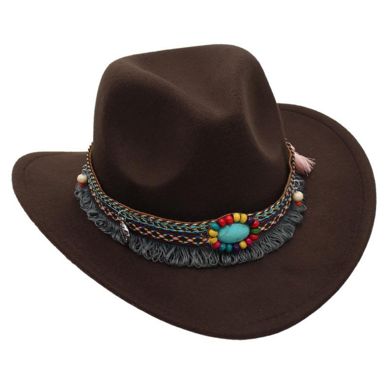 Ethnic Style Children's Top Hat Tibetan Western Cowboy Hat Upturned Felt Hat Parent-child Sun Protection Sun Hat Dance