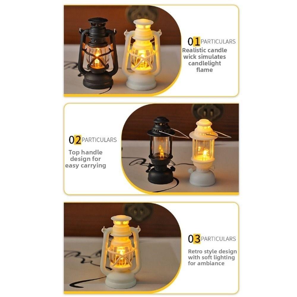 Battery Powered Miniature LED Lantern Plastic Dollhouse Lantern Retro LED Lantern Dollhouse Decor