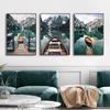 3PCS Natur Landschaft Poster Berg See Boot Nordic Bilder Wand Kunst Leinwand Malerei für Wohnzimmer Schlafzimmer Wohnkultur