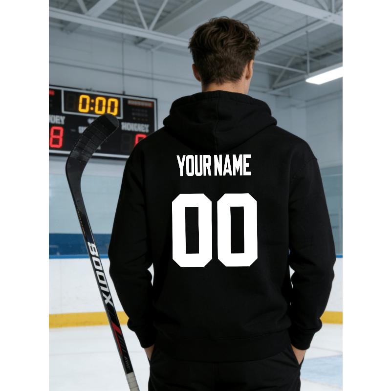 Polyester Men's Hockey Print Hooded Sweatshirt Casual Streetwear Fall