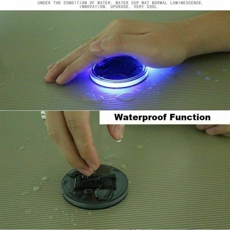 Car LED Solar Light Cup Holder Automotive Interior USB Colorful Atmosphere Lights Lamp Drink Holder Anti-Slip Mat Auto Products