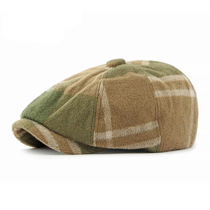 British Tweed Flat Cap for Men Retro Herringbone Newsboy Cap Octagonal Hat Women Autumn Winter Detective Cabbie Beret Hat Autumn