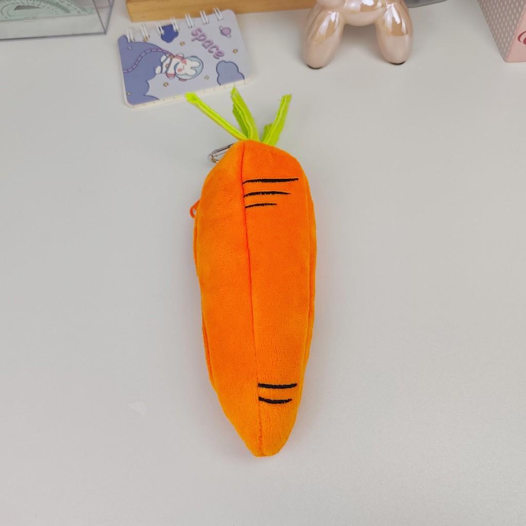 Creative Plush Carrot Pencil Case With Hanging Design For Kids And Teens